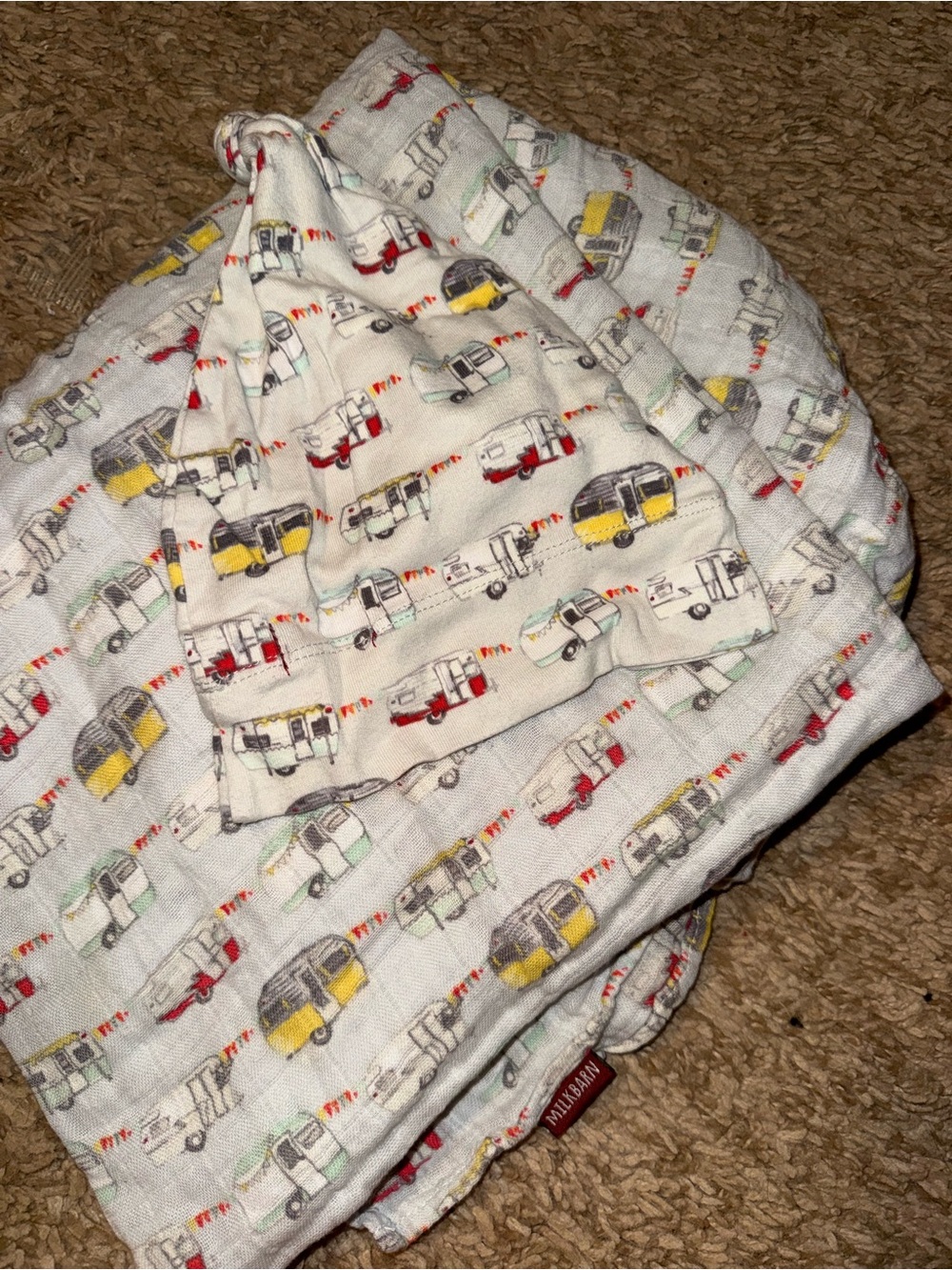 Milkbarn Swaddle and Hat Vintage Camper Print